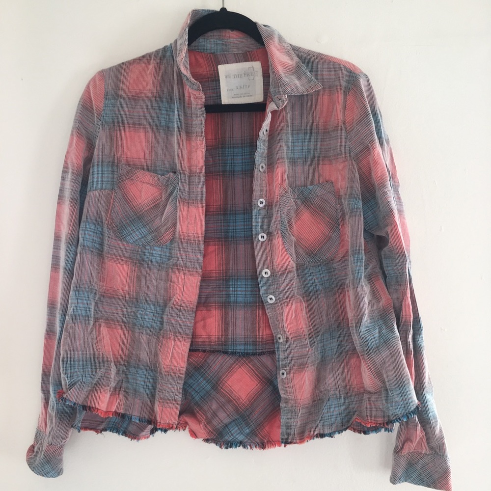 Free People Plaid Corduroy Shirt SizeXS